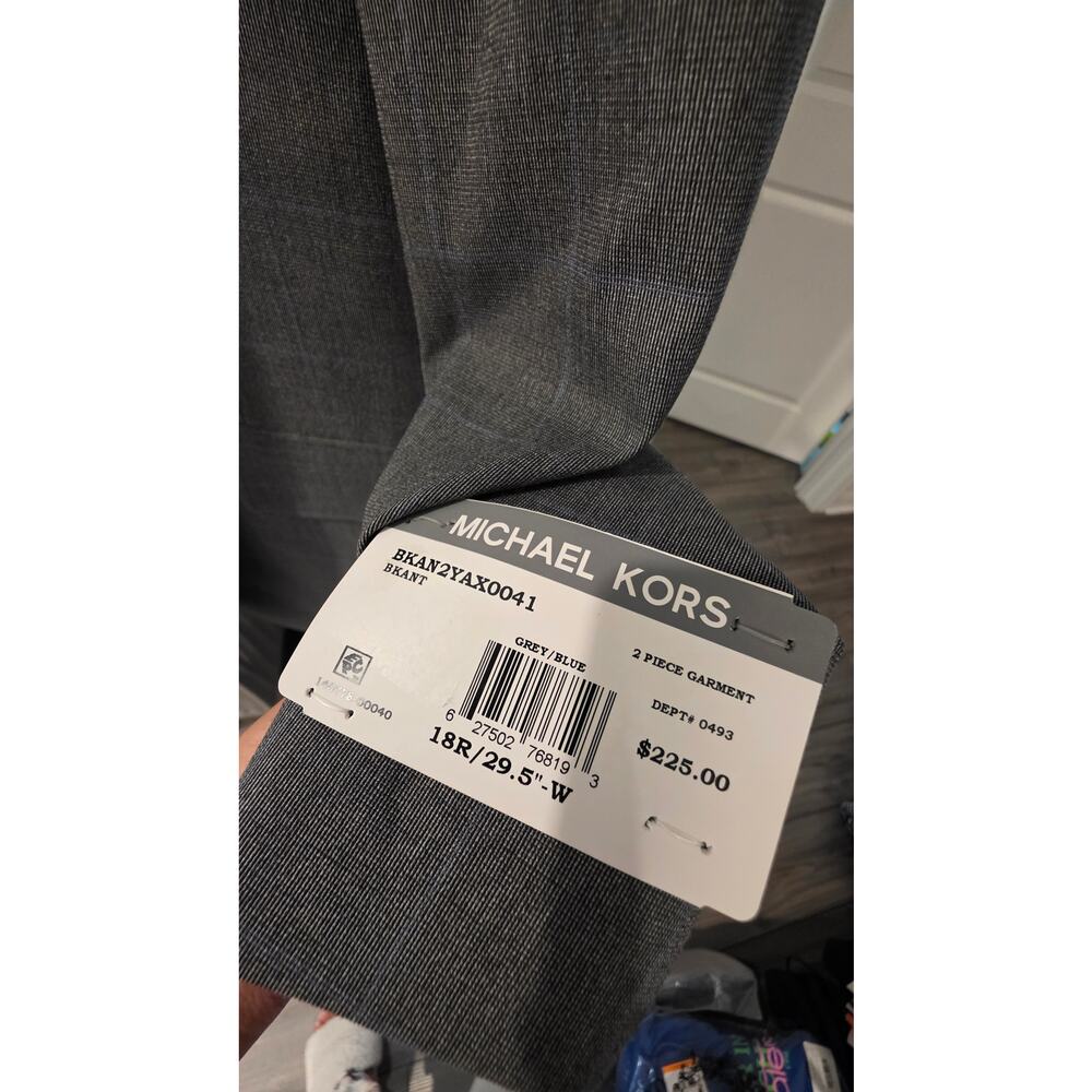 Michael Kors BKANT 2-Piece Plaid Suit for Boys 18R/29.5" W Gray/Blue Color - Picture 5 of 11